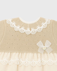 Body Combinado Tricot Bolero Bordado Beige detalle