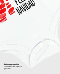 Body Manga Corta Oso Feliz Navidad Blanco