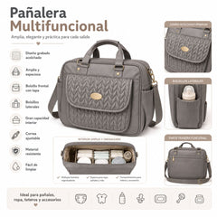 Bolso Pañalera Baby Sky Sintetico GRIS