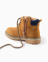 Botas Gamuza Cordones Mostaza