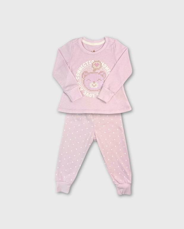 Pijama Pantalón Puntos Oso Lila