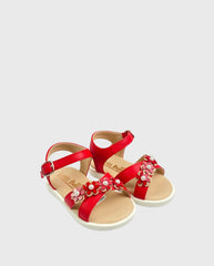Sandalias Flores Rojo Niña