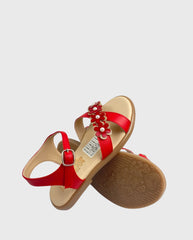 Sandalias Flores Rojo Niña SUELA GRANDE
