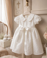 Vestido Ceremonia Con Pava Puntos Blanco