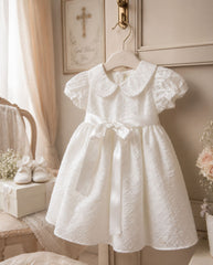 Vestido Ceremonia Con Pava Puntos Blanco