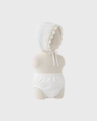 Vestido Ceremonia Con Pava Puntos Blanco