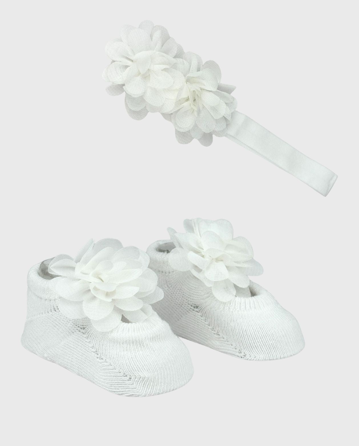 Set Medias con Balaca Flores Surtido White