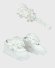 Set Medias con Balaca Flores Surtido White