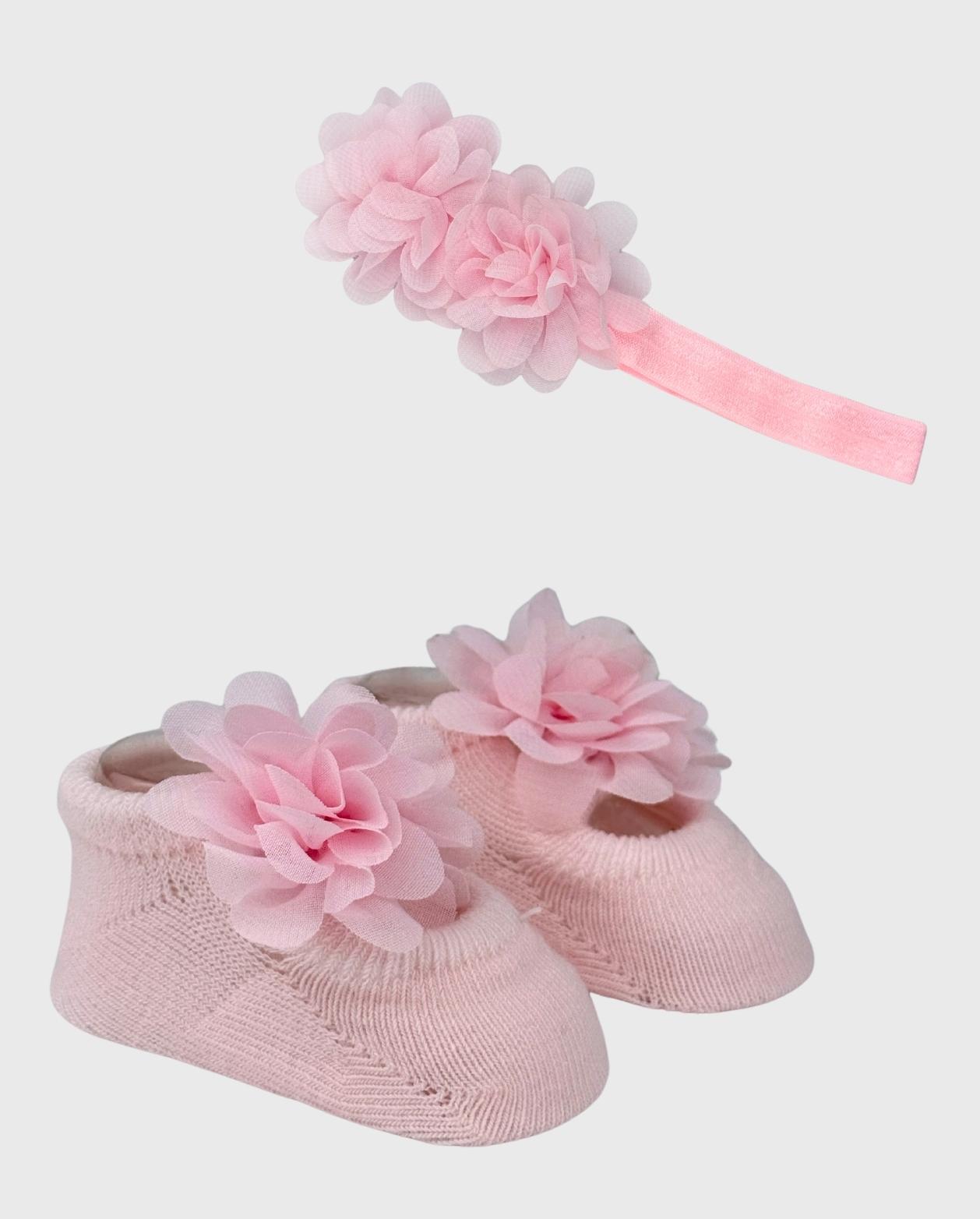 Set Medias con Balaca Flores Surtido Rosado