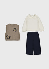 Conjunto 3 Piezas Chaleco Bordado Flor Mayoral