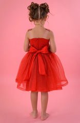 Vestido Para Fiesta Niña Corazón Rojo Moño