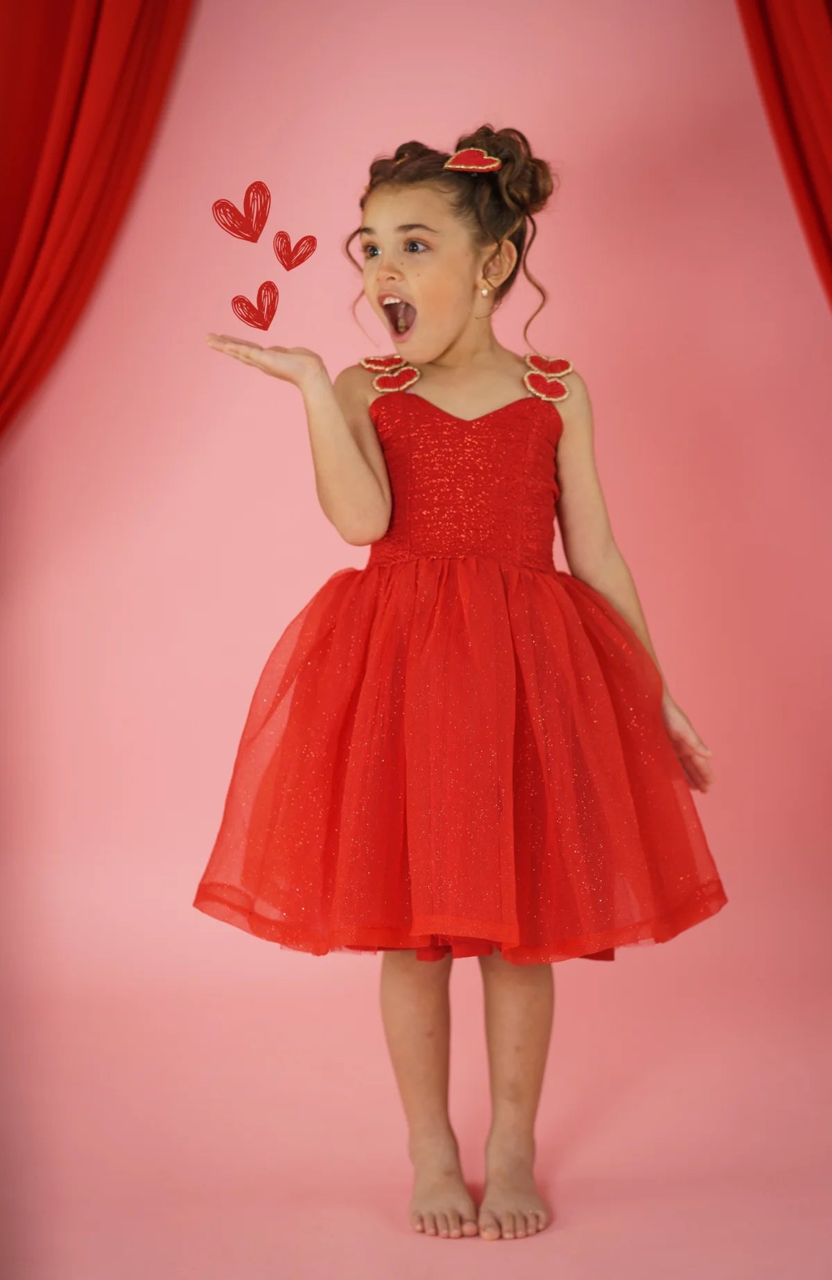 Vestido Para Fiesta Niña Corazón Rojo