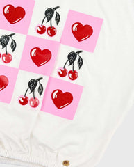 Camisa Paola Estampado Cerezas Con Resorte Marfil Color