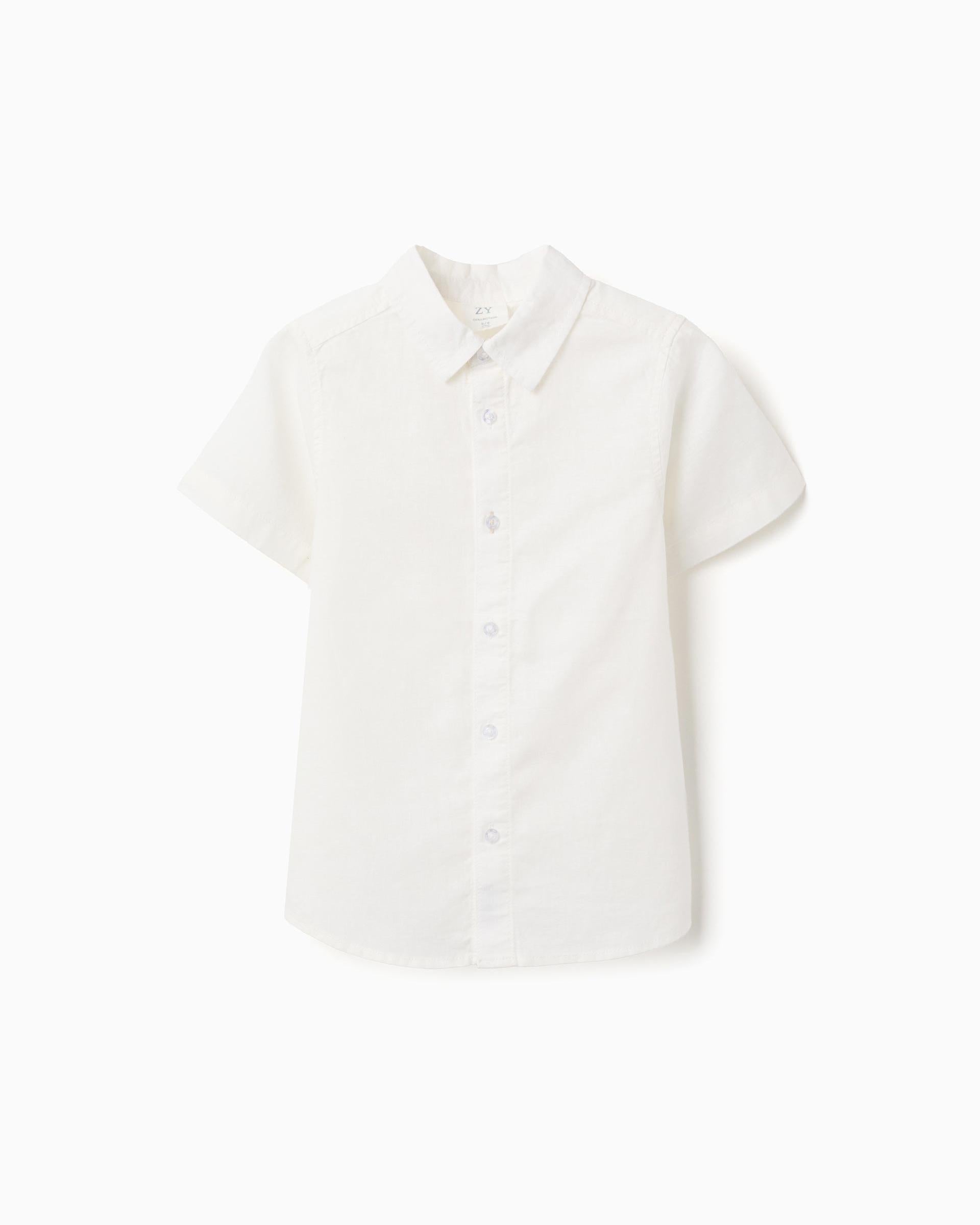 Camisa Clásica Lino Blanco Zippy