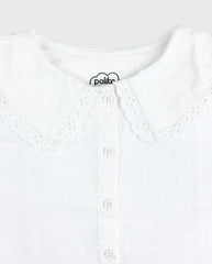 Camisa Cuello Bordado Blanco Detalle