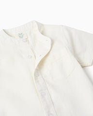 Camisa Cuello Mao Lino Blanco Zippy detalle