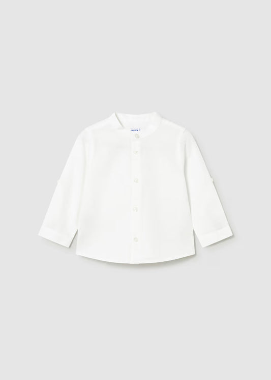Camisa Manga Larga Lino Cuello Mao