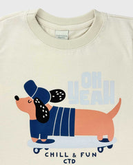 Camiseta Estampado Dog Beige Detalles