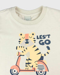 Camiseta Estampado Tigre Beige Detalles