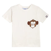 Camiseta Bolsillo Estampado Mono Blanco