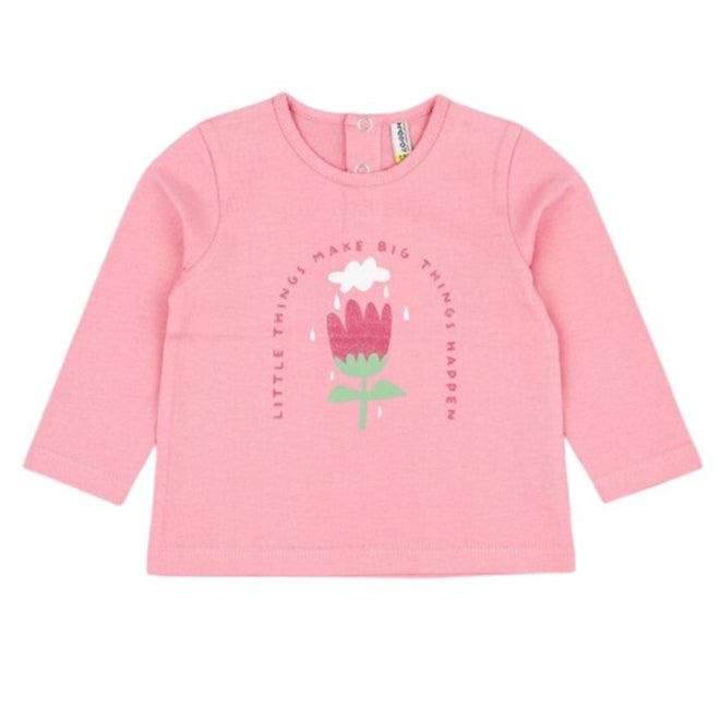 Camiseta Manga Larga Flor Rosa