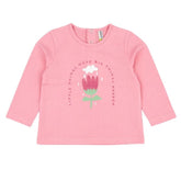 Camiseta Manga Larga Flor Rosa