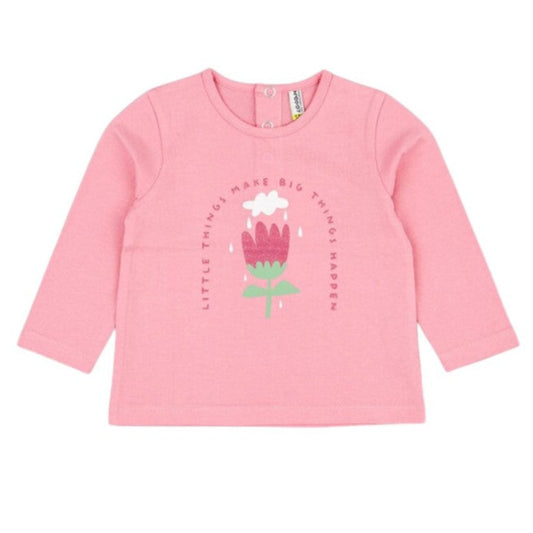 Camiseta Manga Larga Flor Rosa