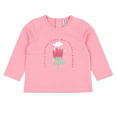 Camiseta Manga Larga Flor Rosa