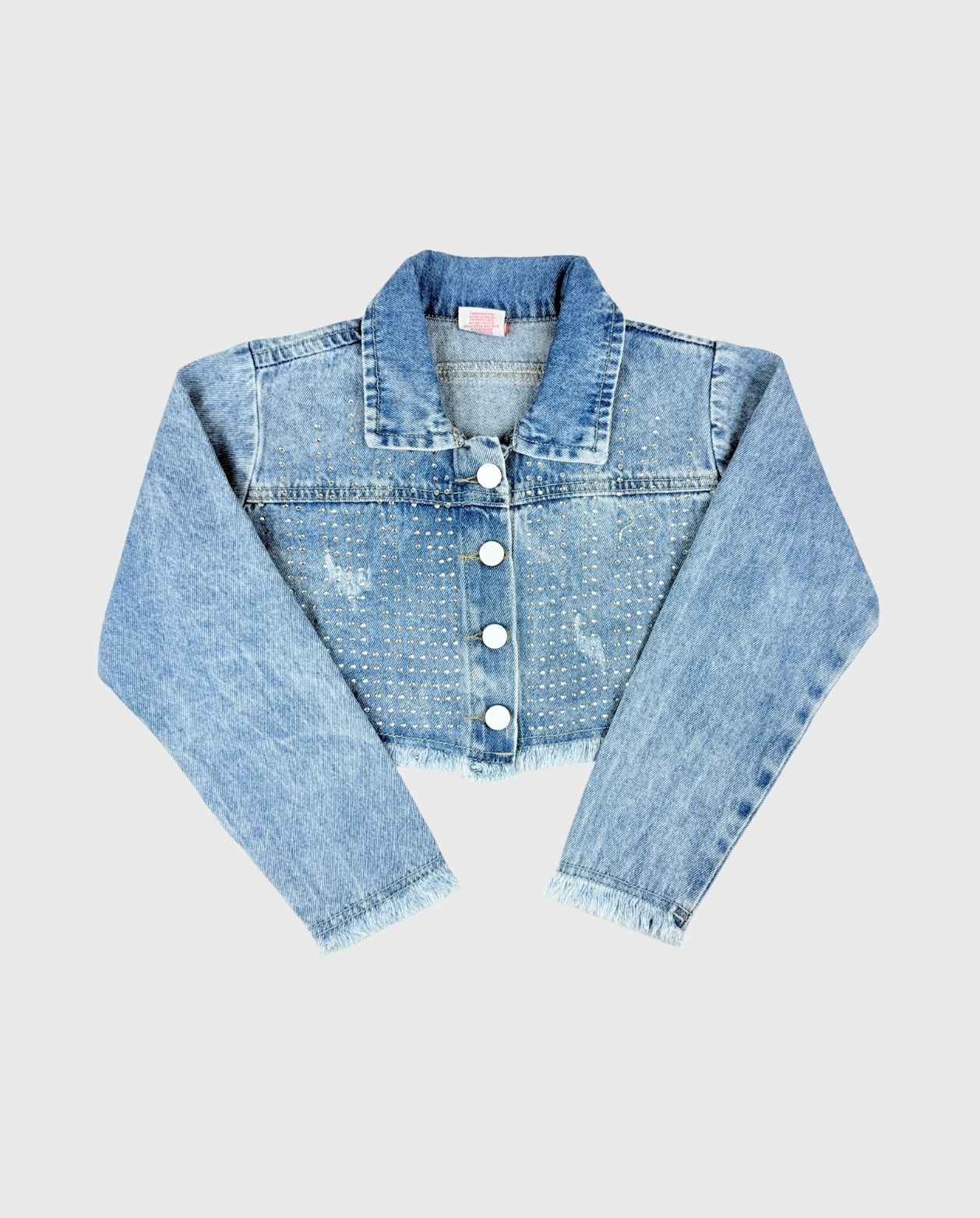 Chaqueta Denim Con Flecos y Brillos