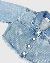 Chaqueta Denim Con Flecos y Brillos Diseño