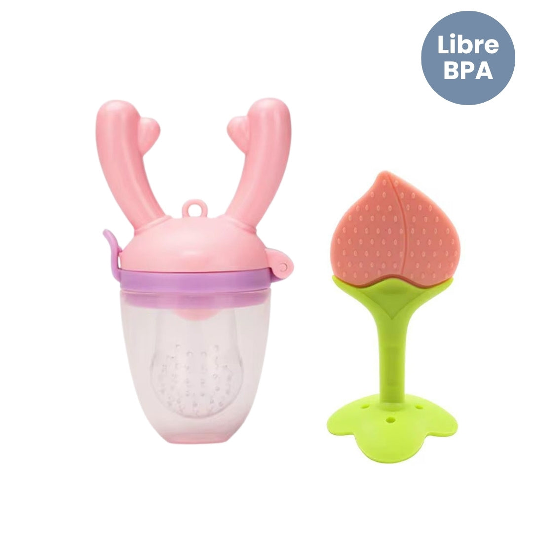 Chupo de Frutas Cuernos con Rasca encías Surtido Rosado