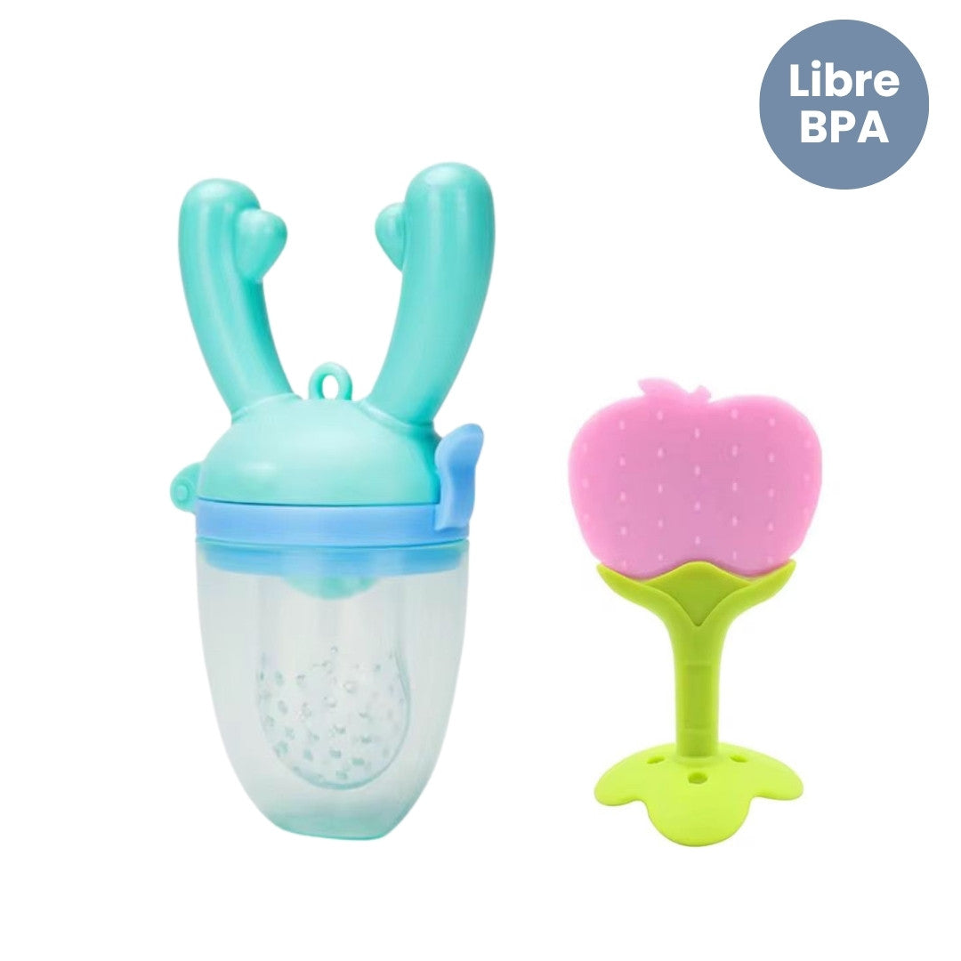 Chupo de Frutas Cuernos con Rasca encías Surtido Azul