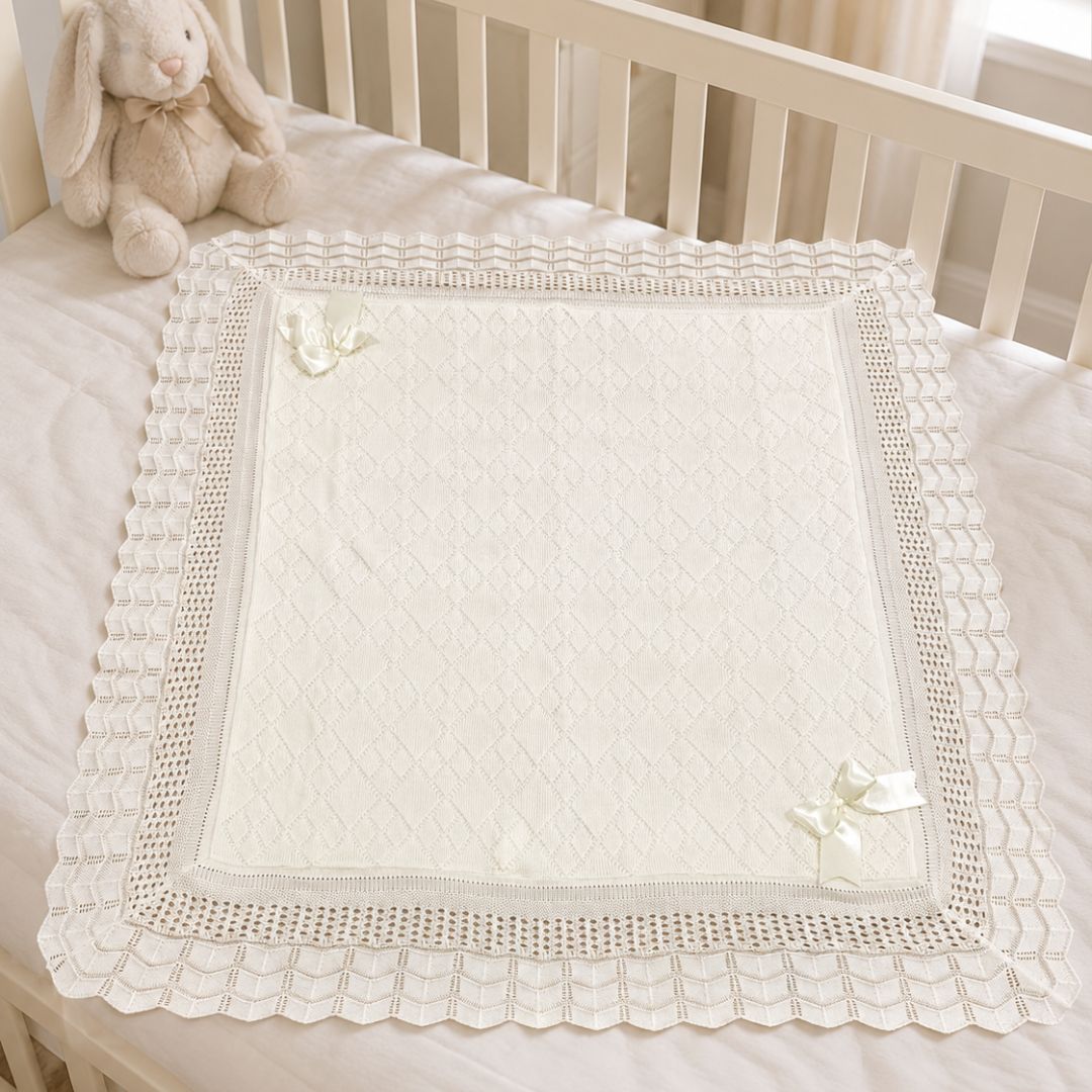 Cobija En Tricot Arandela Rombos Crudo