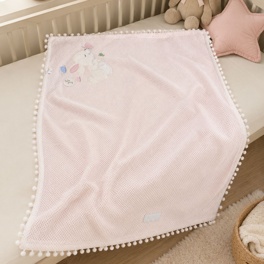 Cobija Premium Bordado Encaje Rosa