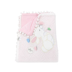 Cobija Premium Bordado Encaje Rosa detalle