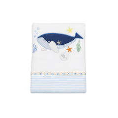 Cobija Premium Bordado Pasacintas Ballena Azul detalle