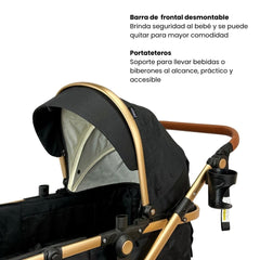 Coche Moises Britto Negro Detalles