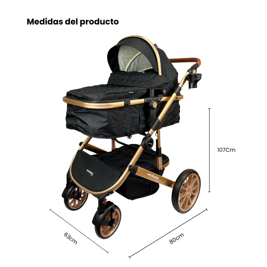 Coche Moises Britto Negro Medidas