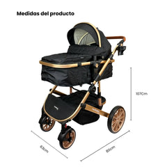 Coche Moises Britto Negro Medidas