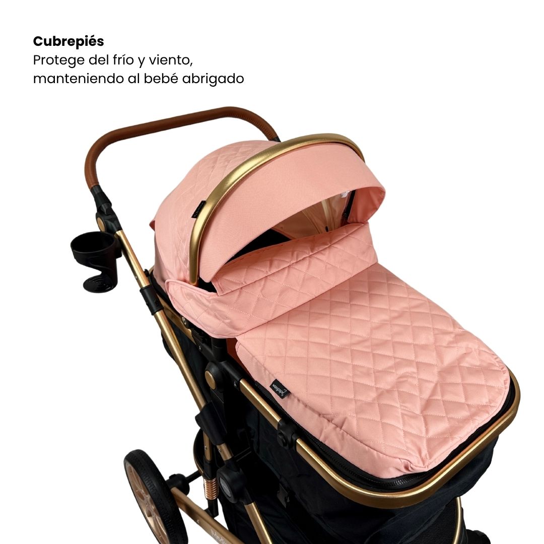 Coche Moisés Britto Maxibaby Rosa Cubrepiés