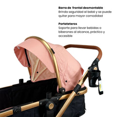 Coche Moisés Britto Maxibaby Rosa Detalles