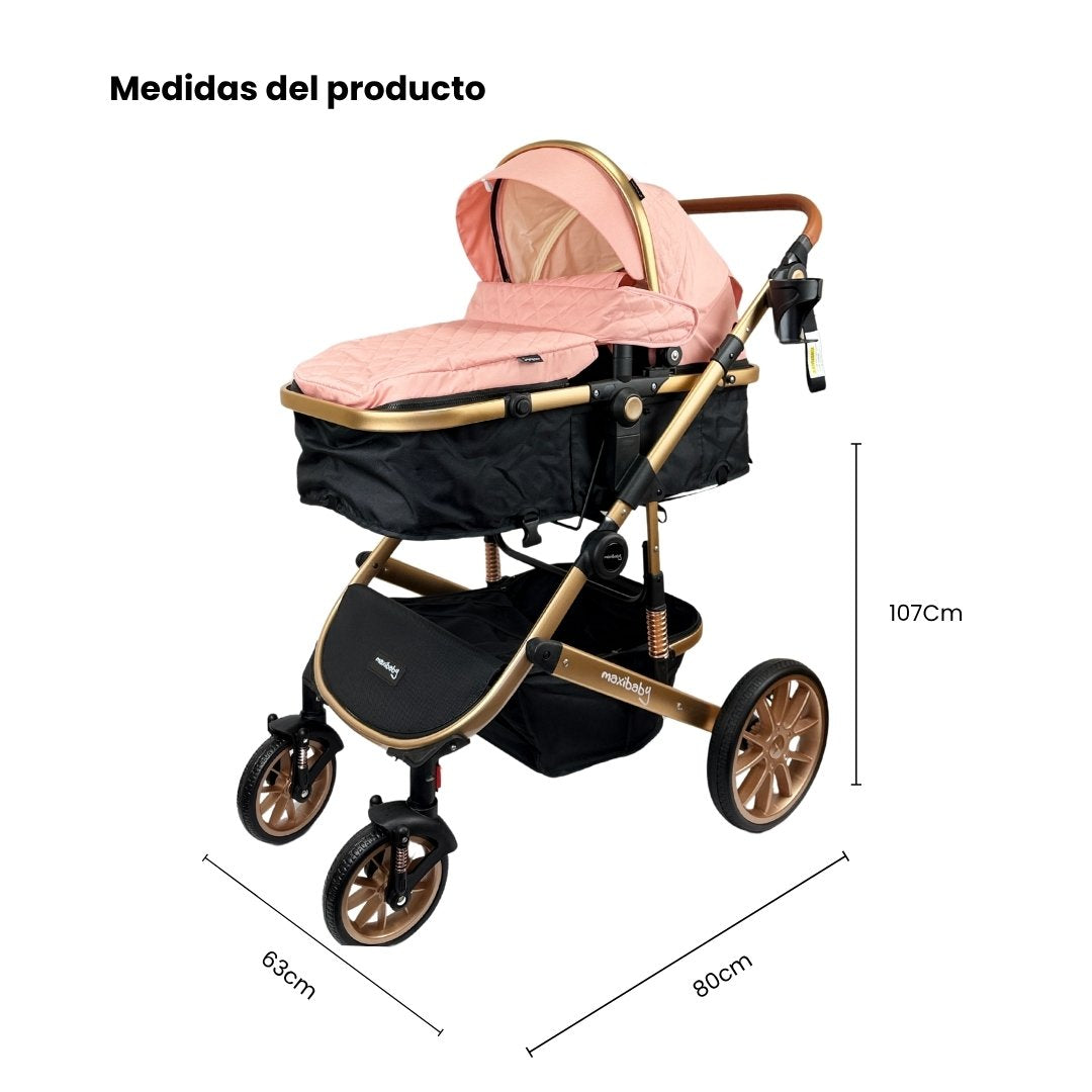 Coche Moisés Britto Maxibaby Rosa Medidas