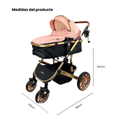 Coche Moisés Britto Maxibaby Rosa Medidas