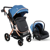 Coche Moisés Con Porta Bebé Gold LX Azul Bebesit