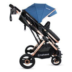 Coche Moisés Con Porta Bebé Gold LX Azul Bebesit Lateral