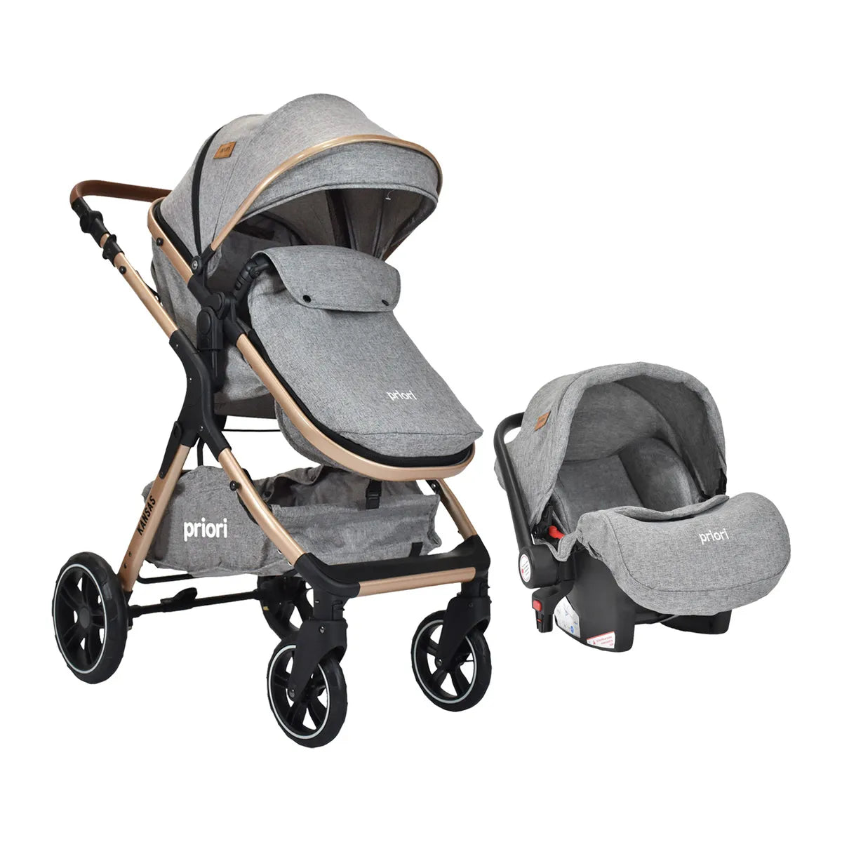 Coche Moisés Con Porta Bebe Kansas Gris Priori