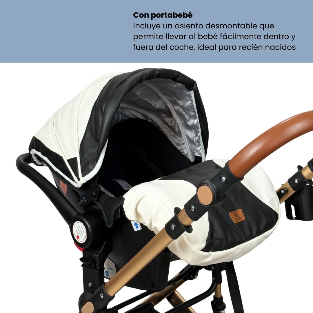 Coche Moisés Con Porta Bebé Yaco Blanco Con Negro Maxibaby Detalles