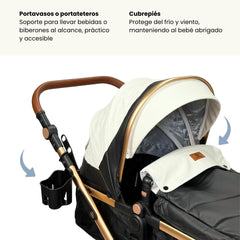 Coche Moisés Con Porta Bebé Yaco Blanco Con Negro Maxibaby Diseño