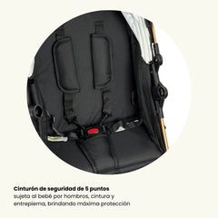 Coche Moisés Con Porta Bebé Yaco Blanco Con Negro Maxibaby Seguridad