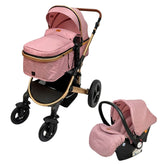 Coche Moises Con Portabebe Yaco Rosa